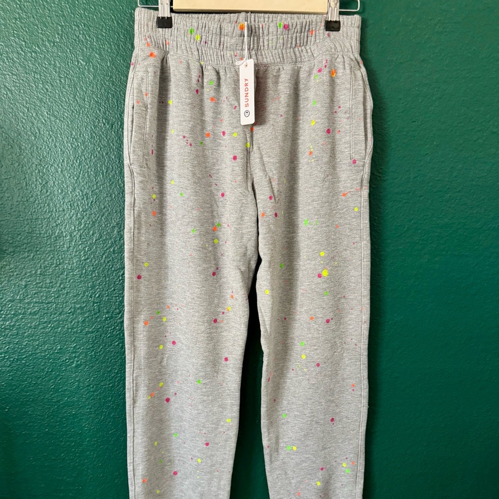 Sundry Gray Sweatpants with Neon Paint Splatter Size 0 (XS) New - Picture 3 of 7